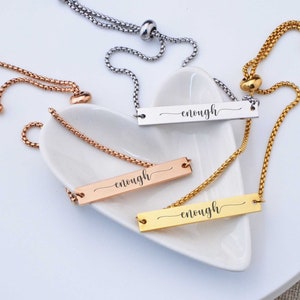 Pulsera ajustable suficiente, regalo para ella, pulsera motivacional para amiga, pulsera de barra, pulsera de amor propio, regalo para amiga divorciada