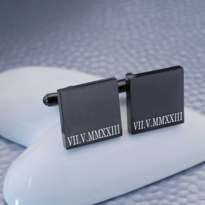 Roman Numeral Cuff Links, Custom Roman Numeral Date Cufflinks, Anniversary Gift for Husband, Personalized Gift for Him, Father's Day Gift