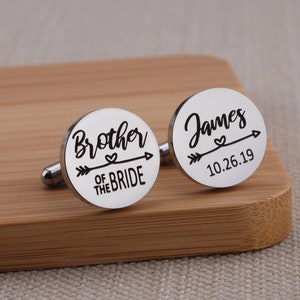 Brother of the Bride Cufflinks, Custom Boho Wedding Cufflinks Gift with Arrows, Personalized Wedding Cufflinks for Brother