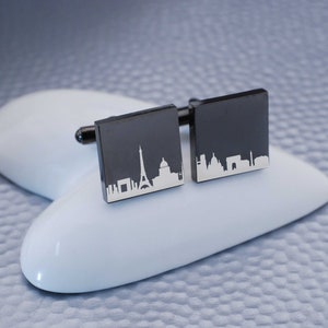 Custom City Skyline Cufflinks, Choose Your City Anniversary Gift for Husband, Personalized Gift for Him