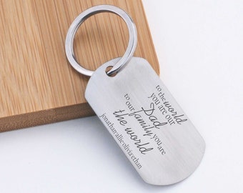 Personalized Father's Day Gift, Our World Keychain for Dad, Engraved Christmas Gift, Custom Gift for Him, To Dad From Kids, Dad Key Ring