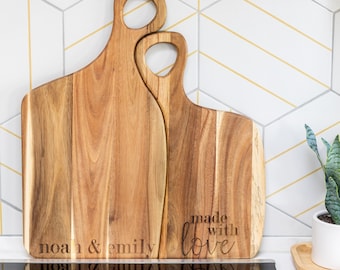 Custom Nested Cutting Boards, Couples Set Acacia Cutting Boards, Gift For Couples, 5th Anniversary Gift Wood, Engagement Gift for Couple