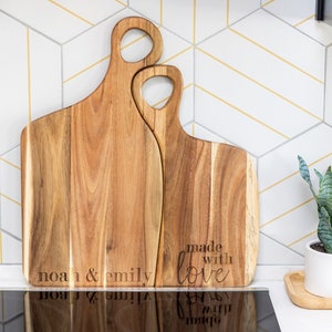 5th Anniversary Gift Engraved Engagement Gift for Couple, Custom Nested Cutting Boards, Couples Set Acacia Cutting Boards, Gift For Couples