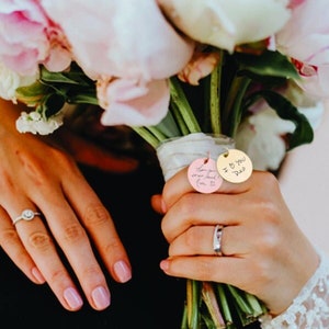 Custom Handwriting Bouquet Charm in Silver, Gold or Rose Gold, Wedding Bouquet Charm for Bride, Wedding Memorial Charm, Keepsake Handwriting