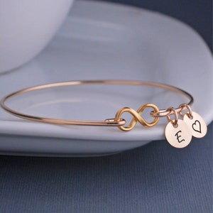 Mother's Day Gift for Mom, Personalized Infinity Bangle Bracelet, Anniversary Gift for Wife Jewelry Wife Gift from Husband image 2