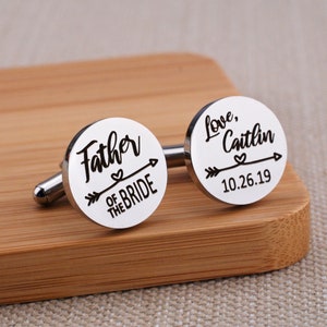 Boho Wedding, Father of the Bride Cufflinks, Father of the Bride Gift for Boho Wedding, Personalized Gift for Father of the Bride with Arrow