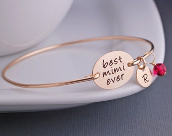Mimi Bracelet, Personalized Mimi Jewelry Gift, Gold Mimi Bangle Bracelet, Mother's Day Gift for Mimi