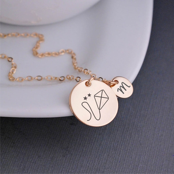 Collar de cometa, joyería de hermandad, dije de cometa dorado, colgante de estrellas gemelas, regalo para hermana pequeña y hermana mayor, iniciación, vida griega, collar de oro