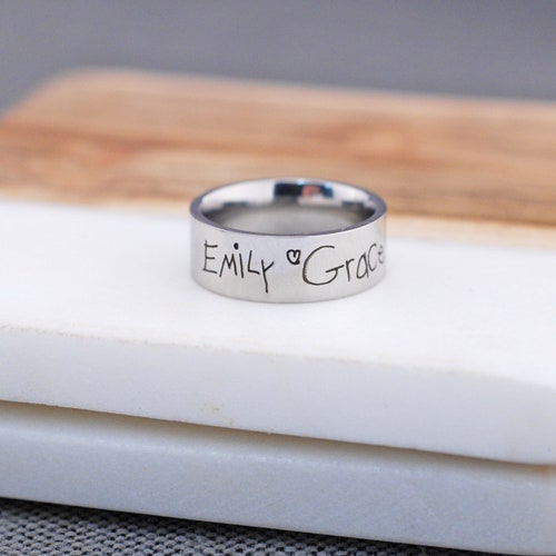 Engraved Handwriting Ring Custom Handwriting Ring Etsy