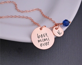 Mimi Jewelry, Custom Necklace for Mimi, Rose Gold Personalized Necklace, Mother's Day Gift for Mimi, Best Ever Gift, Gift for New Grandma