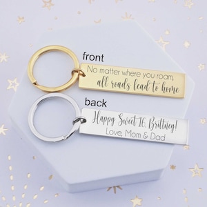Sweet 16 Tous les chemins mènent à la maison, porte-clés cadeau Sweet 16, porte-clés nouveau conducteur, cadeau Sweet 16 pour elle, cadeau de 16e anniversaire pour fille