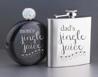 Christmas Gift For Parents, Couples Flask Set, Gift Idea for Couples, Flasks For Them, Jingle Juice Flask, Funny Gift for Parents