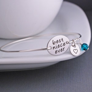 Gift for Niece, Best Niece Ever Bangle Bracelet, Personalized Christmas Gift for Niece, Birthday Gift for Niece, Gift From Aunt