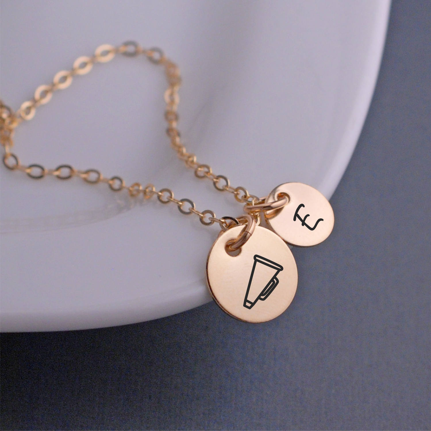 Cheerleader Necklace Personalized Megaphone Charm Necklace Etsy