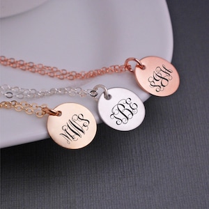 Monogram Necklace, Personalized Monogram Necklace, Monogrammed Gift, Bridesmaid Necklaces, Christmas Gift for Her, High School Graduation