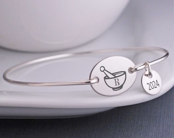 Rx Pharmacy Bracelet, Pharmacy School Graduation Gift, Personalized Mortar and Pestle Bracelet, Pharm Tech Gift, Pharmacy Assistant