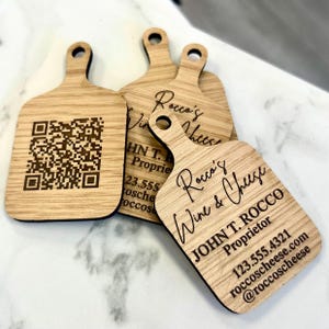 Cartes de visite en bois pour entreprise de charcuterie, cartes de visite en bois personnalisées pour propriétaire de fromagerie ou chariot de charcuterie, cartes de visite uniques