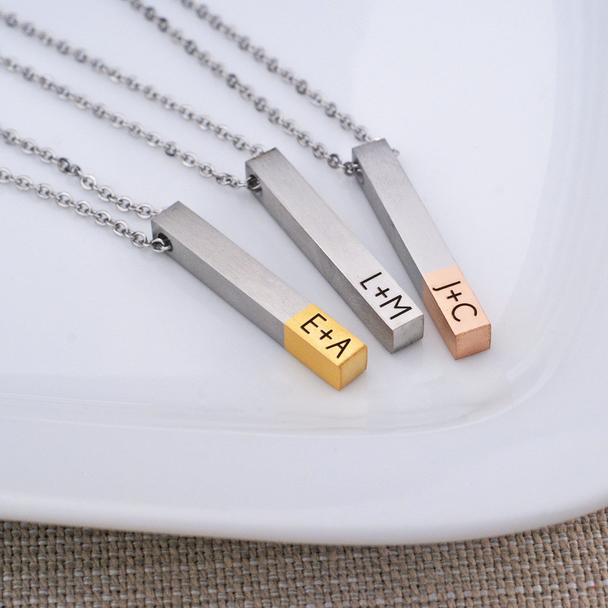 Personalized Necklace Custom Necklace Horizontal Bar Necklace chain 18 inch 