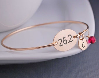 Marathon Bracelet, Custom Marathon Jewelry, 26.2 Bangle Bracelet, Simple Athletic Jewelry, Gift For Runner