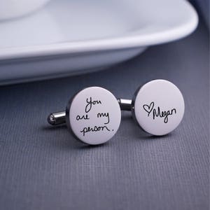 Gift for Him Personalized Cuff Links, Handwriting Cufflinks Fiancé Gift Wedding Gift for Husband, Custom Cufflinks, Father's Day Gift