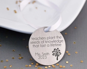 Teacher Gift, Personalized Christmas Tree Ornament for Teacher, Custom Teacher Christmas Ornament, Teachers Plant the Seeds of Knowledge