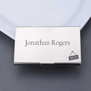 Tarjetero de regalo para agente inmobiliario, regalo para agente inmobiliario, tarjetero personalizado para él o ella, regalo para corredor, oficial de préstamos