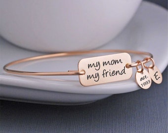 My Mom My Friend Bracelet, Personalized Mother's Day Gift Bracelet for Mom, Mother's Jewelry, Birthday Gift for Mom