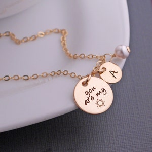 You Are My Sunshine Necklace, Mother&#39;s Day Gift for Mom, Jewelry Gift for Granddaughter, Gift for Daughter, Gold Necklace, Gift For Niece
