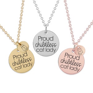 Childless Cat Lady Necklace, Proud Cat Lady Jewelry, IVF Support, Women&#39;s Right Necklace, Empowering Women, Childless Cat Era, Gold Necklace