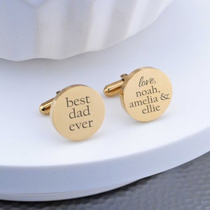 Personalized Cuff Links, Father's Day Gift, Best Dad Ever Cufflinks, Custom Cuff Links for Dad from Kids image 8