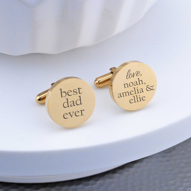 Personalized Cuff Links, Father's Day Gift, Best Dad Ever Cufflinks, Custom Cuff Links for Dad from Kids image 8