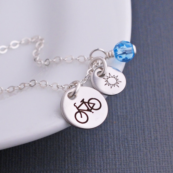 Collar de bicicleta personalizado, regalo para ciclista, dije de bicicleta, andar en bicicleta, joyas de ciclista, regalos de ciclismo de montaña, joyas de ciclista, accesorio de bicicleta