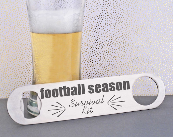 Football Themed Long Bottle Opener, Gift For Him, Football Fan Gift Idea, Personalized Bar Bottle Opener, Custom Gift For Him