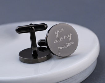 Gunmetal Handwriting Cufflinks, Custom Handwriting Cufflinks for Groom, Anniversary Gift for Husband, Wedding Gift for Groom