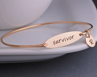 Survivor Bracelet, Personalized Survivor Jewelry, Inspirational Bracelet, Recovery Gift, Cancer Gift, Domestic Violence Awareness