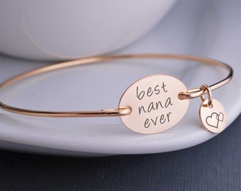 Personalized Mother's Day Gift for Nana Bracelet, Nana Jewelry Gift, Best Nana Ever, Personalized Jewelry, Nana Bangle Bracelet