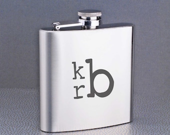 Personalized Flask for Him or Her , Modern Monogram Flask, 21st Birthday Gift, Gift for Him, Monogram Father's Day Gift, 50th Birthday Gift