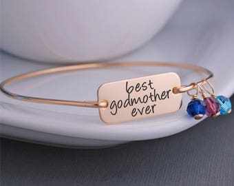 Godmother Jewelry, Custom Best Godmother Ever Bracelet, Mother's