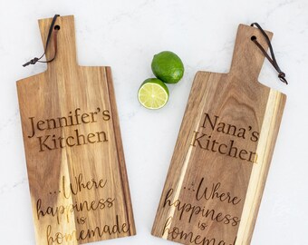 Unique Gift for Mom Acacia Wood Serving Board, Custom Cutting Board Housewarming Gift, Charcuterie Board for Grandma, Nana, Friend, Baker