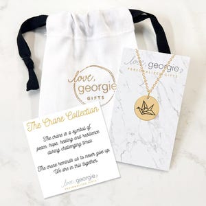 Origami Crane Necklace, charm Necklace Encouragement Gift for Her, Gold Necklace, Peace Necklace for Women, Crane Jewelry, Support Gift