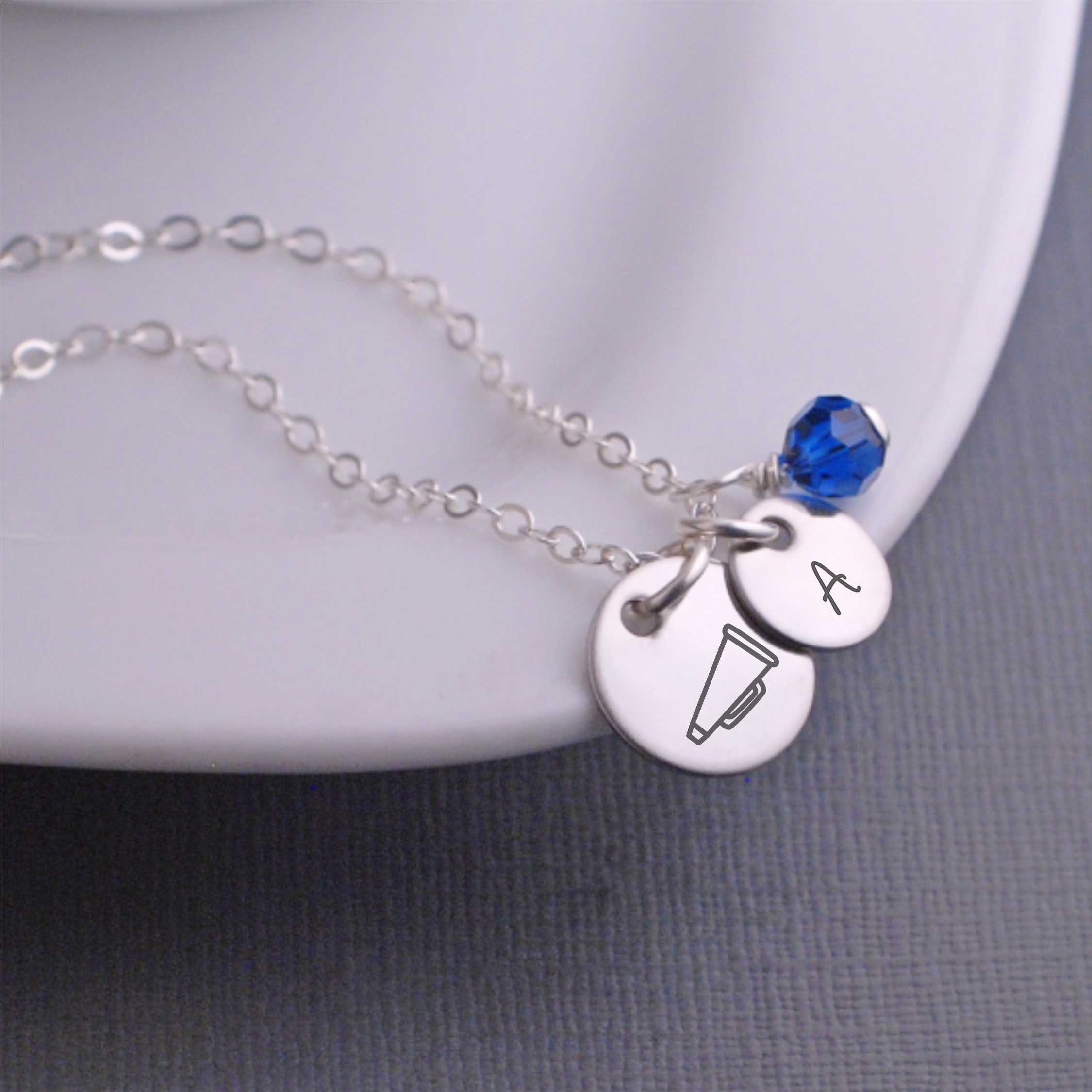 Cheerleader Necklace Personalized Megaphone Charm Necklace Etsy