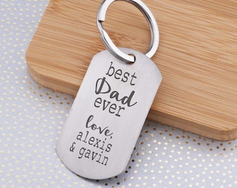 Personalized Keychain Father's Day Gift, Key Ring for Dad, Best Dad Ever Gift, Custom Father's Day Gift for Him, To Dad From Kids