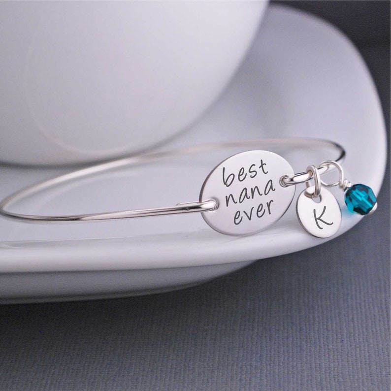 Nana Bracelet, Grandparent Gift, Custom Engraved Gift for Nana, Silver Best Nana Ever Bracelet, Mother's Day Gift for Nana image 2