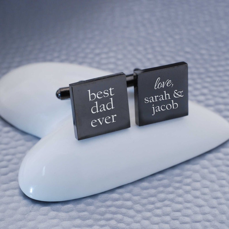 Personalized Cuff Links, Father's Day Gift, Best Dad Ever Cufflinks, Custom Cuff Links for Dad from Kids image 5