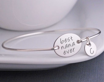 Nana Bracelet, Grandparent Gift, Custom Engraved Gift for Nana, Silver Best Nana Ever Bracelet, Mother's Day Gift for Nana