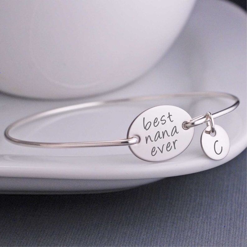 Nana Bracelet, Grandparent Gift, Custom Engraved Gift for Nana, Silver Best Nana Ever Bracelet, Mother's Day Gift for Nana image 1