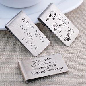 Best Gifts for Him, Father's Day Gift from Kids, Personalized Gift for Grandpa, Custom Handwriting Money Clip, Handwriting Gift for Husband