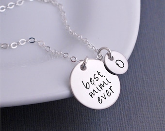 Custom Gift for Mimi, Silver Best Mimi Ever Necklace with Personalized Charms, Mimi Mother's Day Gift, Mimi Birthday Gift