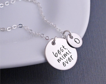 Cadeau personnalisé fête des mères pour Mimi, collier en argent meilleure Mimi de tous les temps avec breloques personnalisées, cadeau fête des mères Mimi, cadeau d'anniversaire Mimi