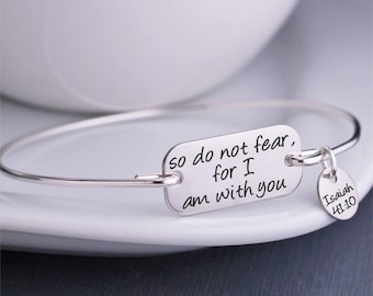 So Do Not Fear For I Am With You Bracelet, Christian Jewelry, Religious Jewelry, Isaiah 41:10, Custom Bible Verse Jewelry, Faith in God